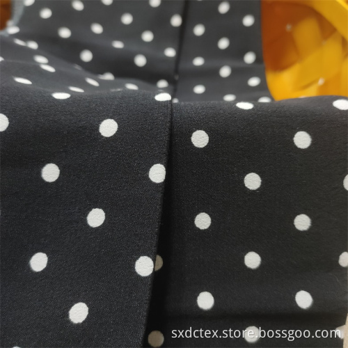Light Woven Crepe White Dot Printed Fabric